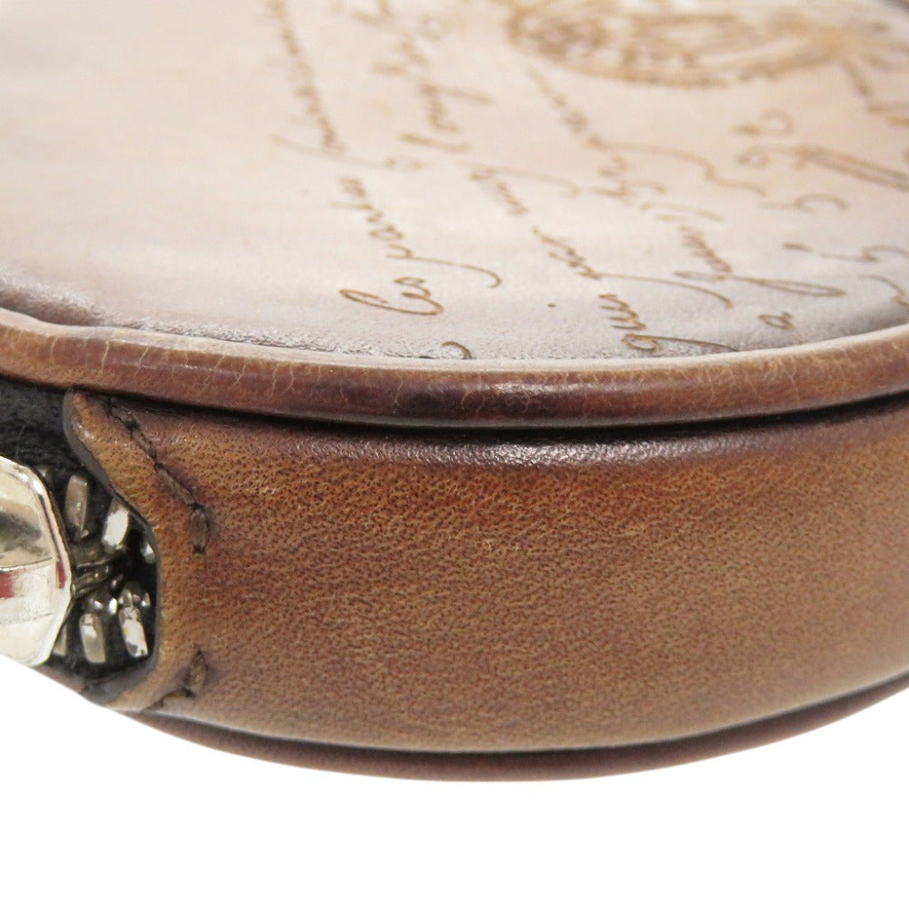 Berluti Coin Case E0231 Leather Brown Calligraphy Mens