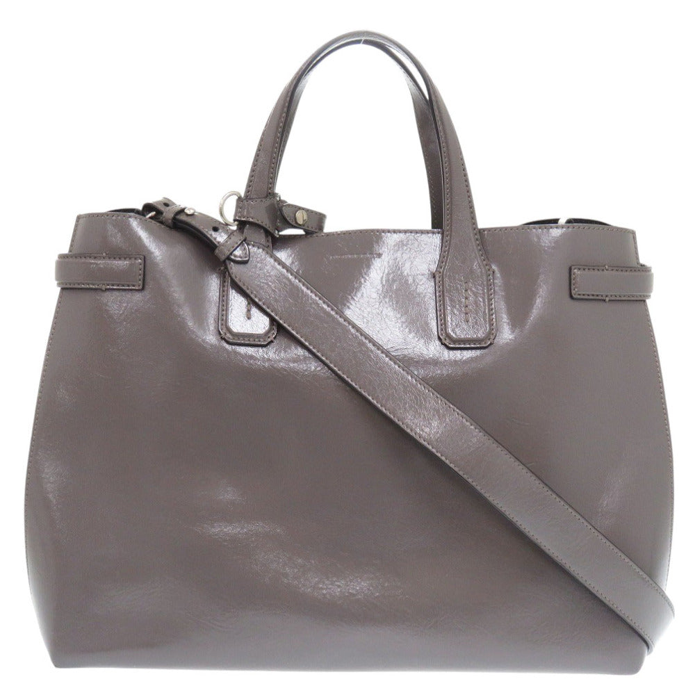 Burberry Shoulder Bag Enamel Gray 2Way Soft Banner Women