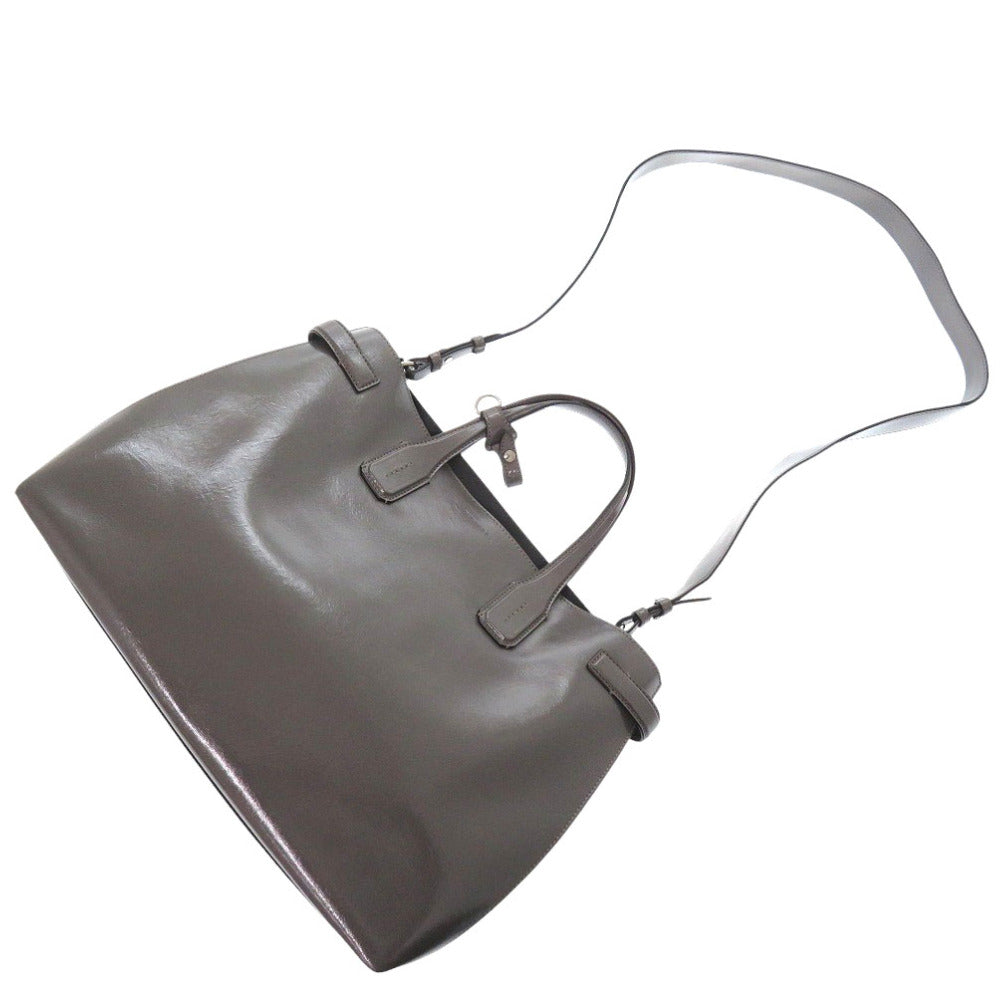 Burberry Shoulder Bag Enamel Gray 2Way Soft Banner Women