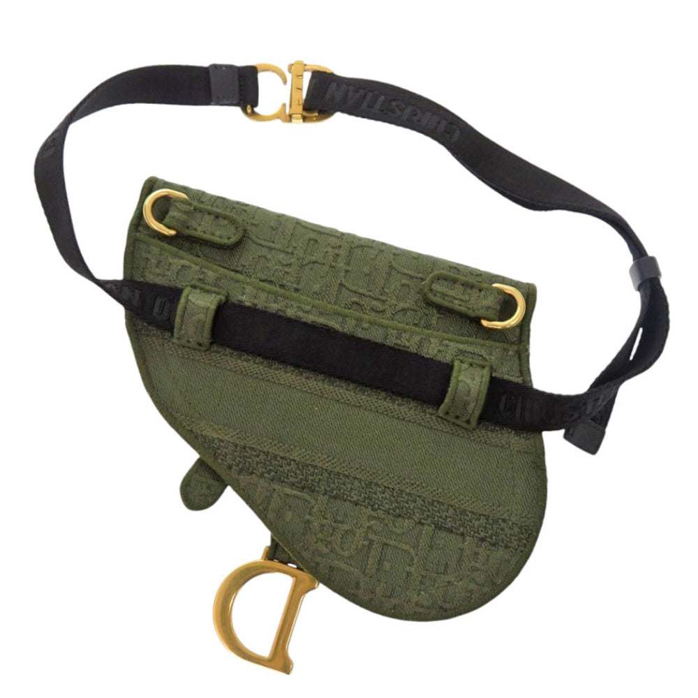 Christian Dior Waist Bag Canvas Khaki Saddle Bag Women