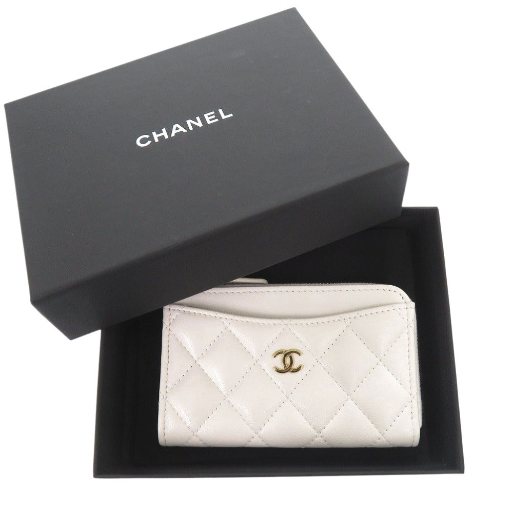 Chanel Coin Case Ap3179 Caviar Skin White Matrasse Coco Mark Women