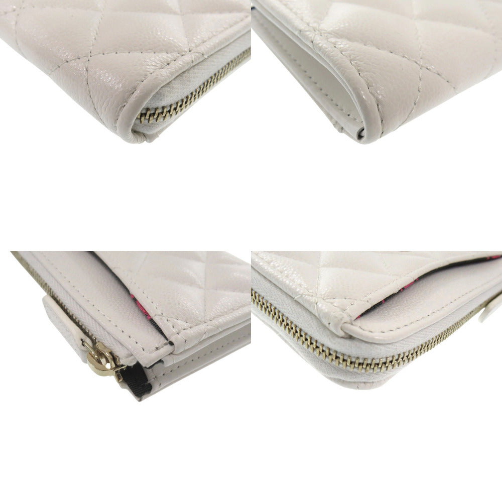 Chanel Coin Case Ap3179 Caviar Skin White Matrasse Coco Mark Women