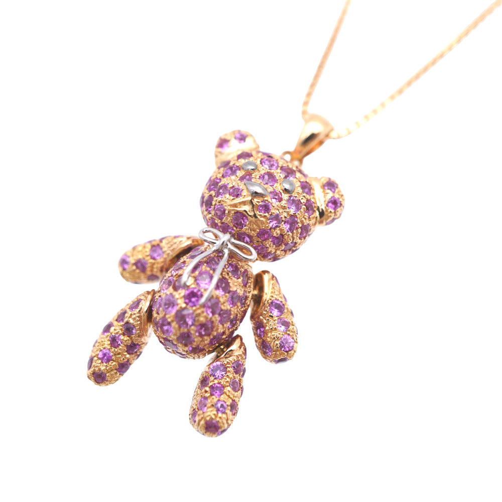 Jewelry Necklace K18 Pink Gold, Pink Sapphire Pink Gold Pink Sapphire 5.10Ct Women