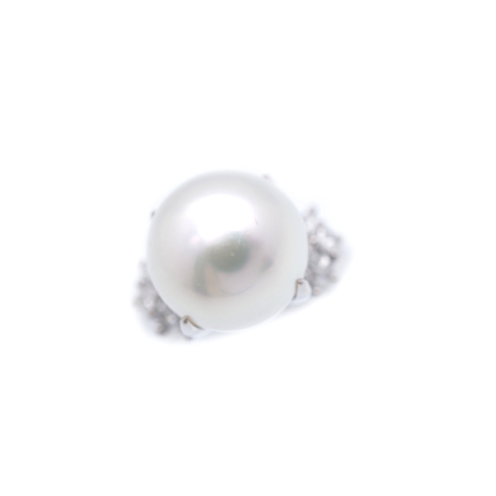 Jewelry Ring Pearl, Pt900Platinum Pearl White 0.5" South Sea Pearl / Diamond 0.43Ct Pt900 Women