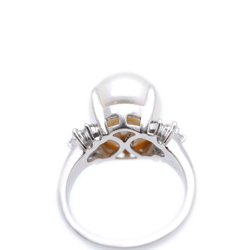 Jewelry Ring Pearl, Pt900Platinum Pearl White 0.5" South Sea Pearl / Diamond 0.43Ct Pt900 Women