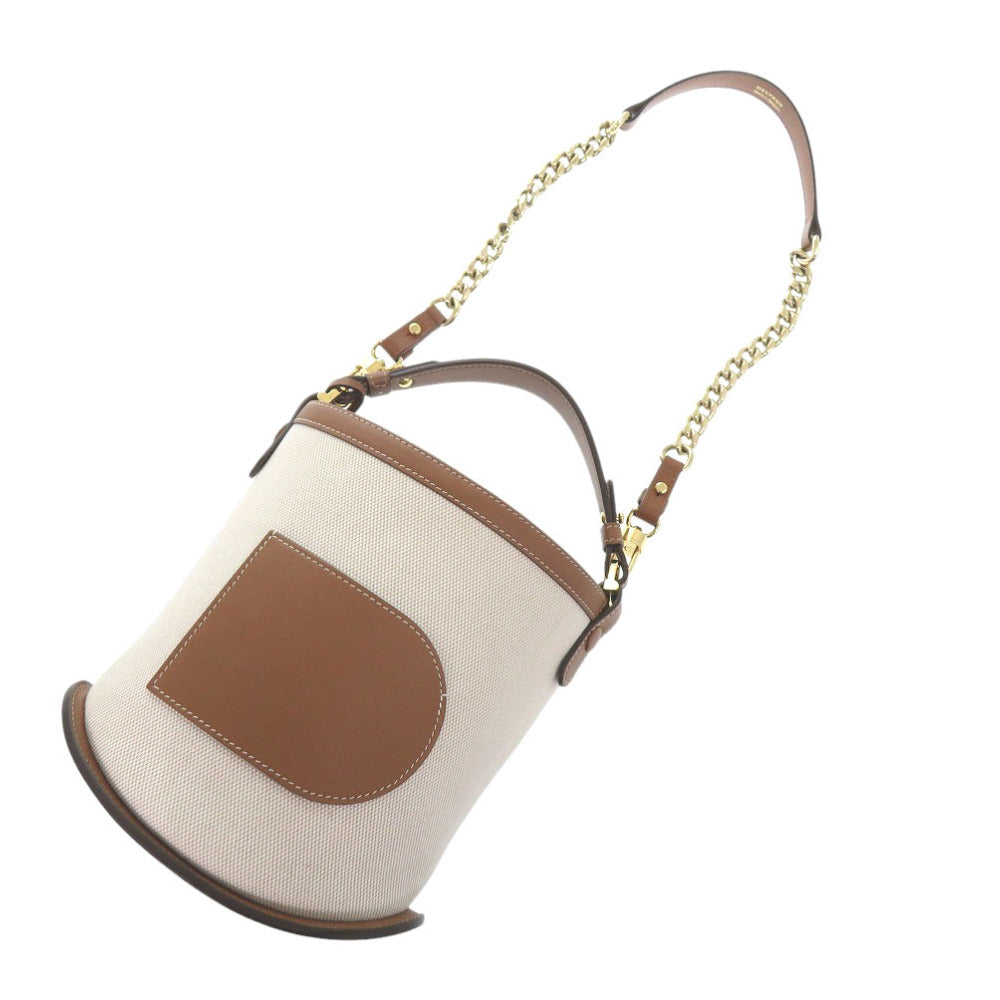 Delvaux Handbag Leather, Canvas Brown Bread Mini Bucket Women