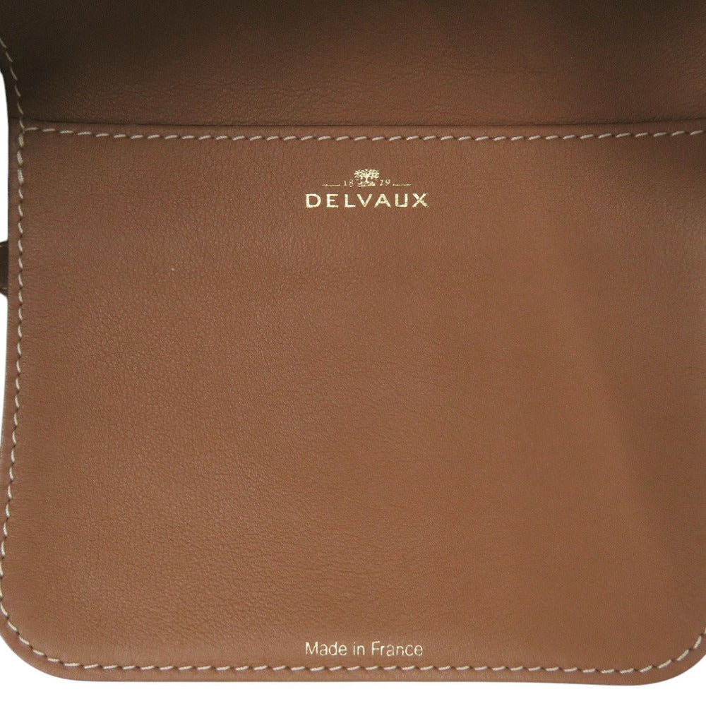 Delvaux Handbag Leather, Canvas Brown Bread Mini Bucket Women