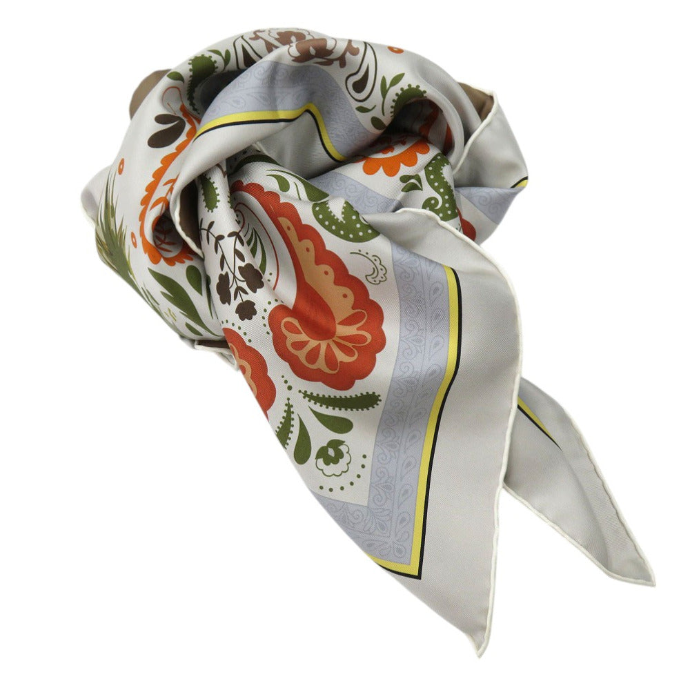 Hermes Scarf Silk Gris Twill Scarf Cheetah Carre90 Double Face Guepards Bandana Women