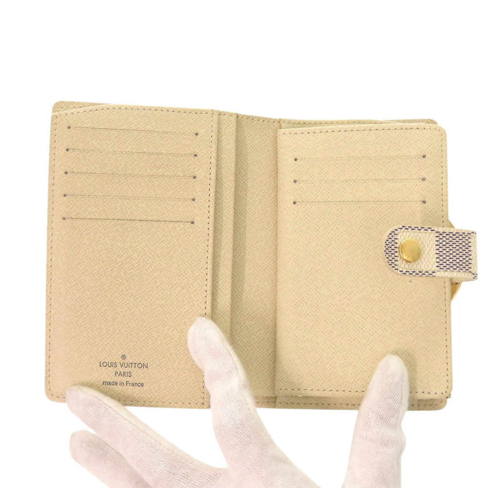 Louis Vuitton Bifold Wallet N61676 Damier Azur Canvas White Damier Azur Portefeuille Viennoiserie