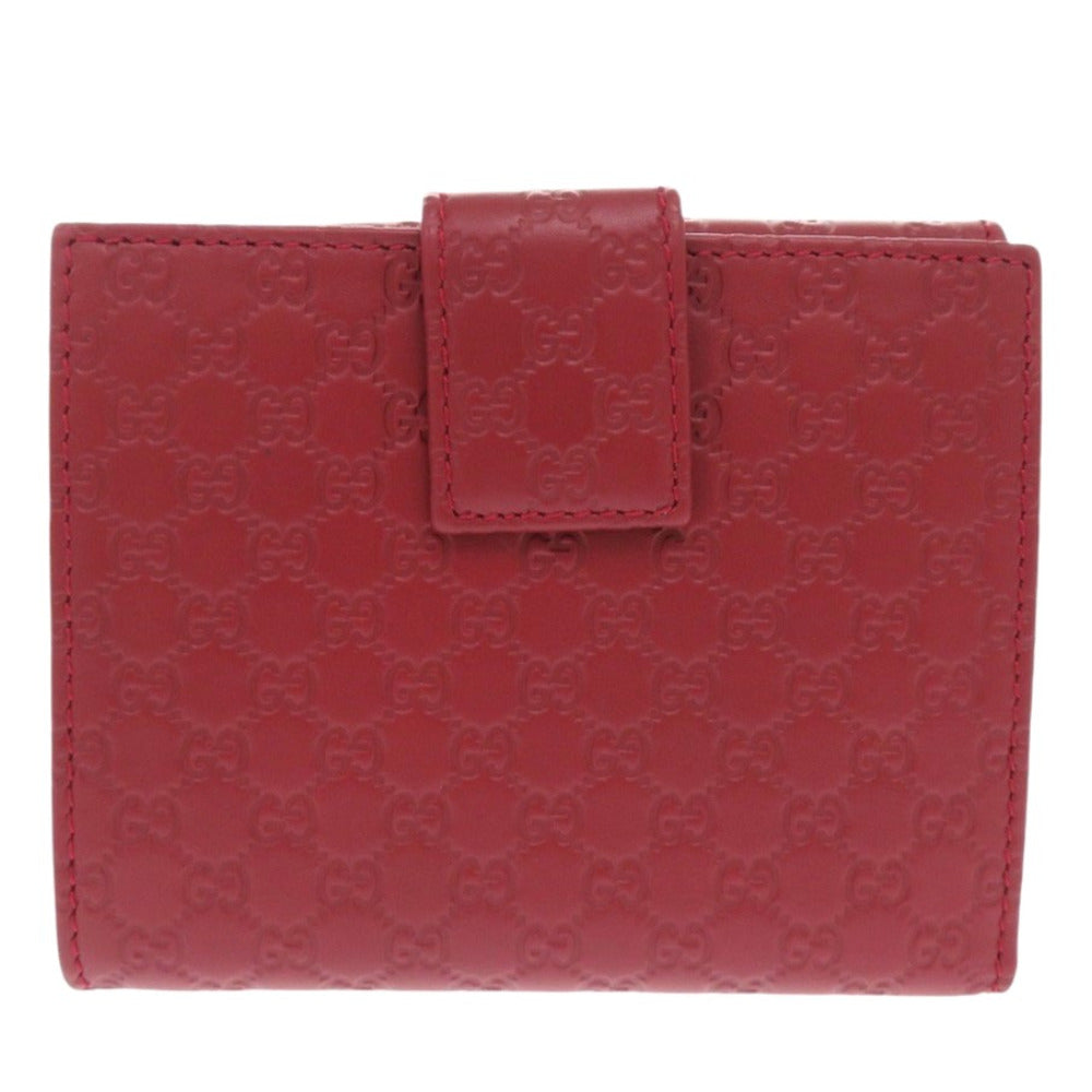 Gucci Bifold Wallet 464916 Leather Red Micro Guccisima Women