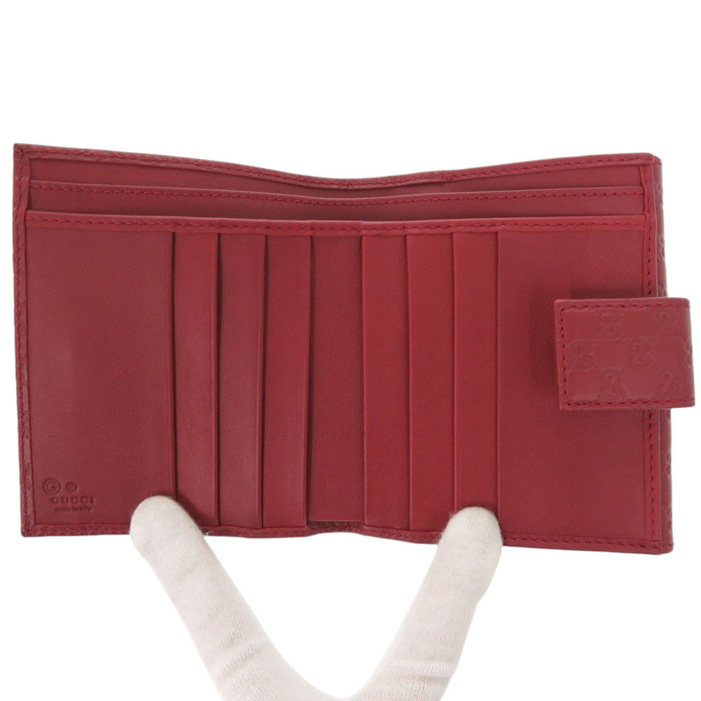Gucci Bifold Wallet 464916 Leather Red Micro Guccisima Women