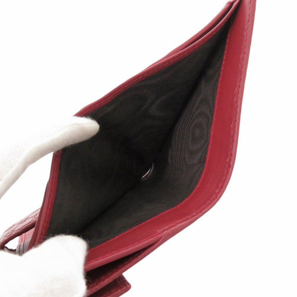Gucci Bifold Wallet 464916 Leather Red Micro Guccisima Women