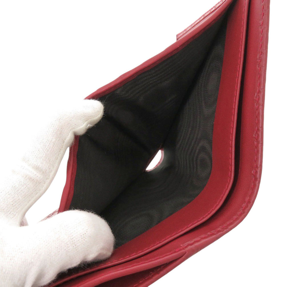 Gucci Bifold Wallet 464916 Leather Red Micro Guccisima Women
