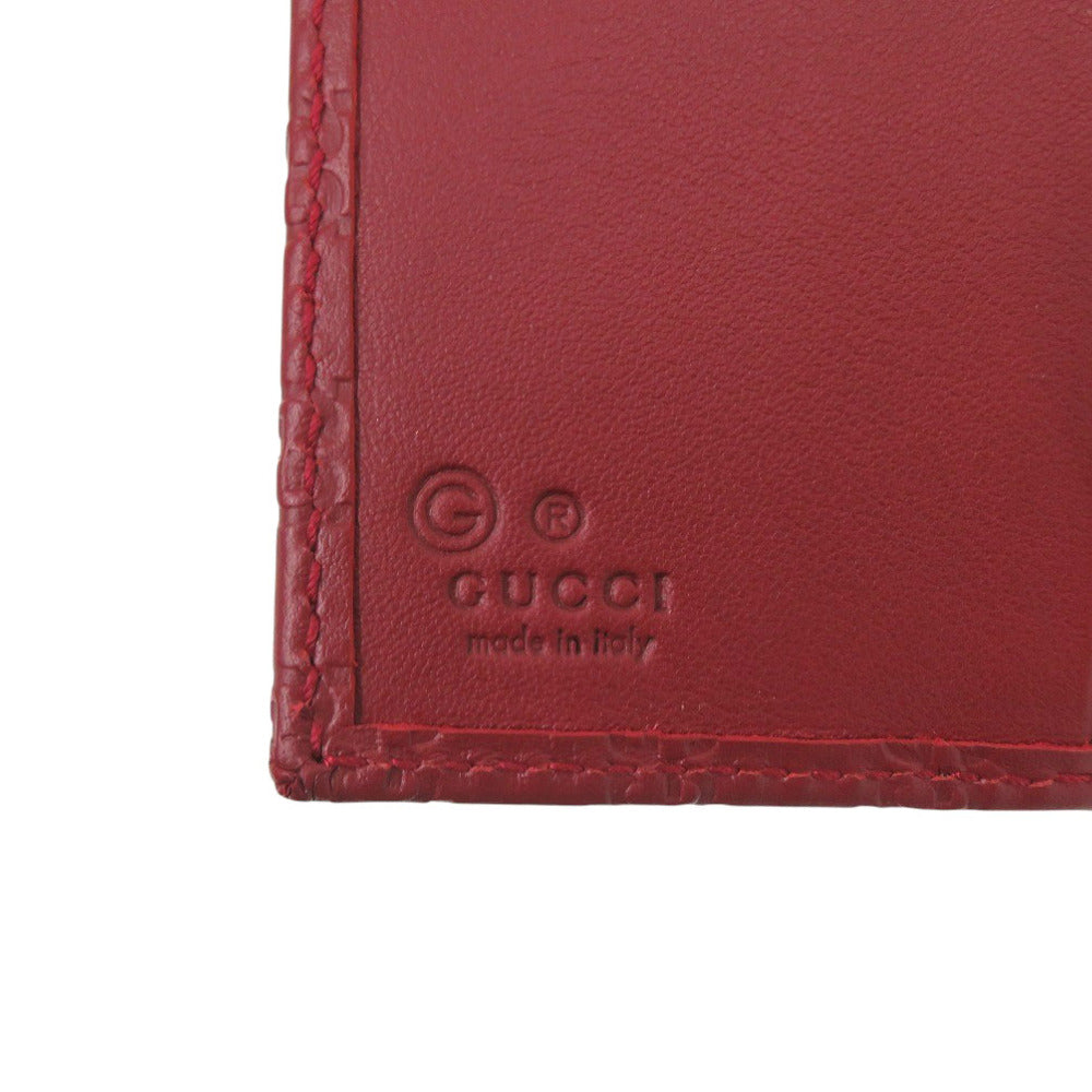 Gucci Bifold Wallet 464916 Leather Red Micro Guccisima Women