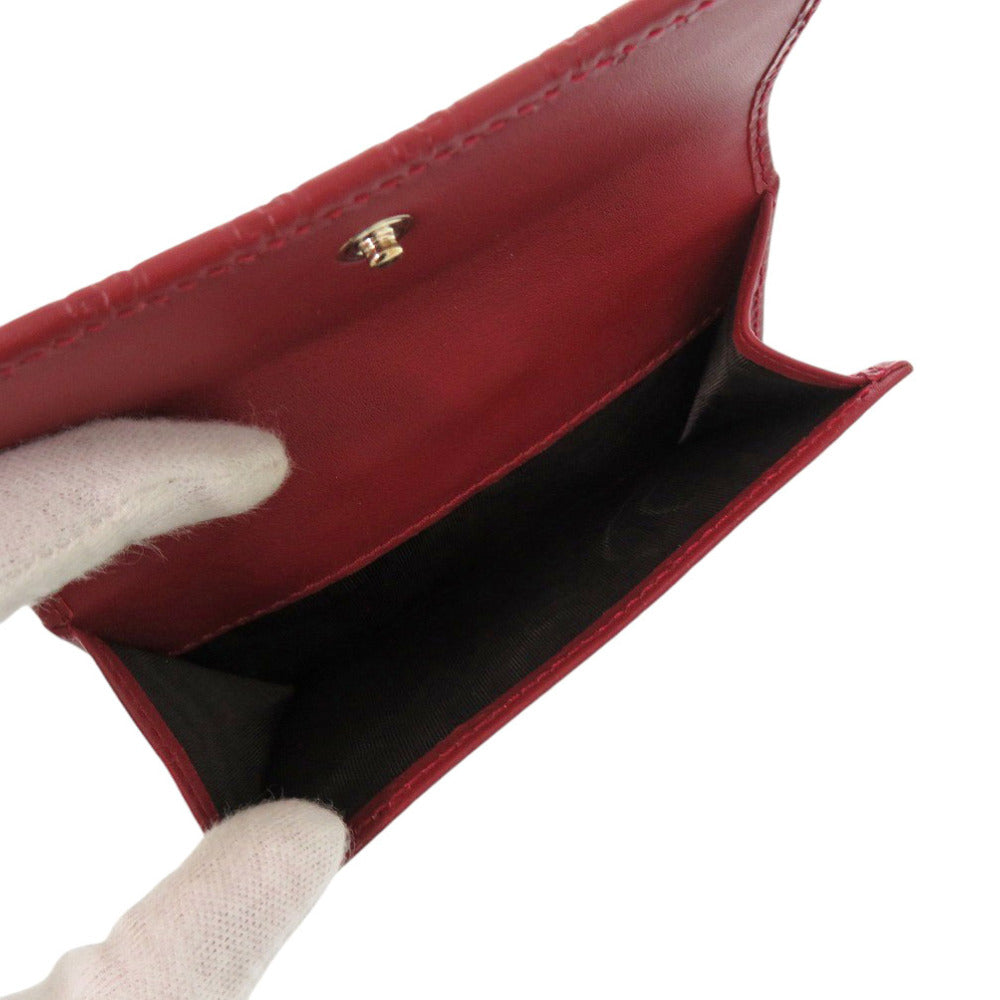 Gucci Bifold Wallet 464916 Leather Red Micro Guccisima Women