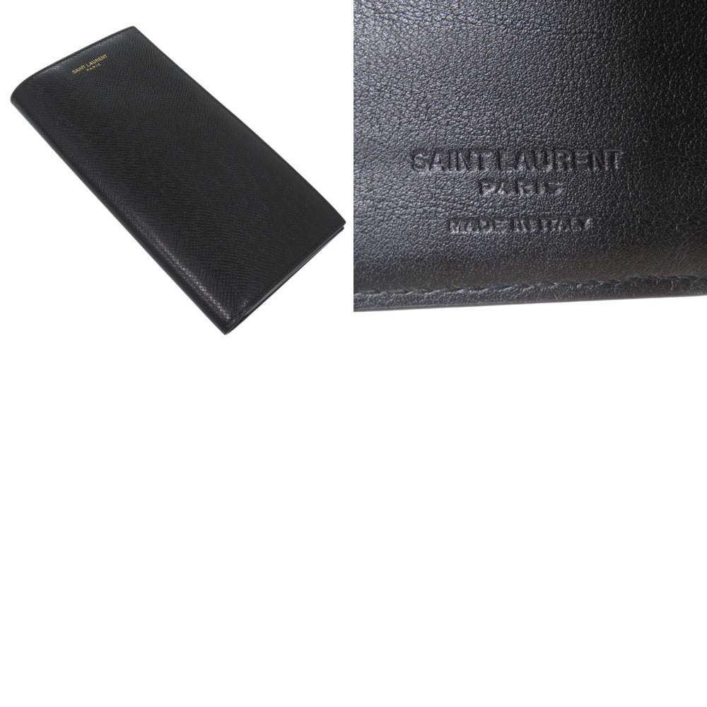 Saint Laurent Paris Long Wallet Purse 396308 H3Z2W 1000 Leather Black Continental Wallet With Logo