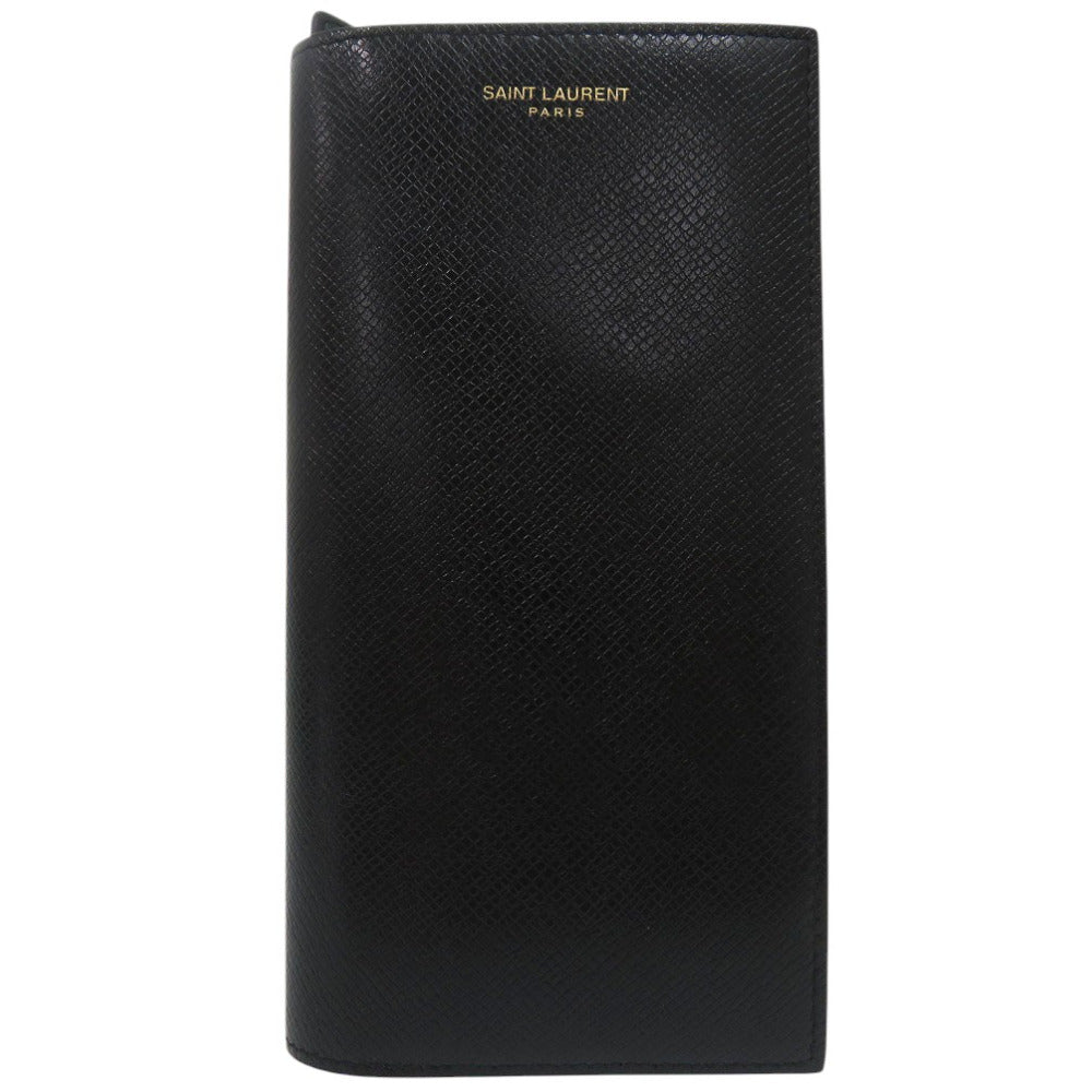 Saint Laurent Paris Long Wallet Purse 396308 H3Z2W 1000 Leather Black Continental Wallet With Logo