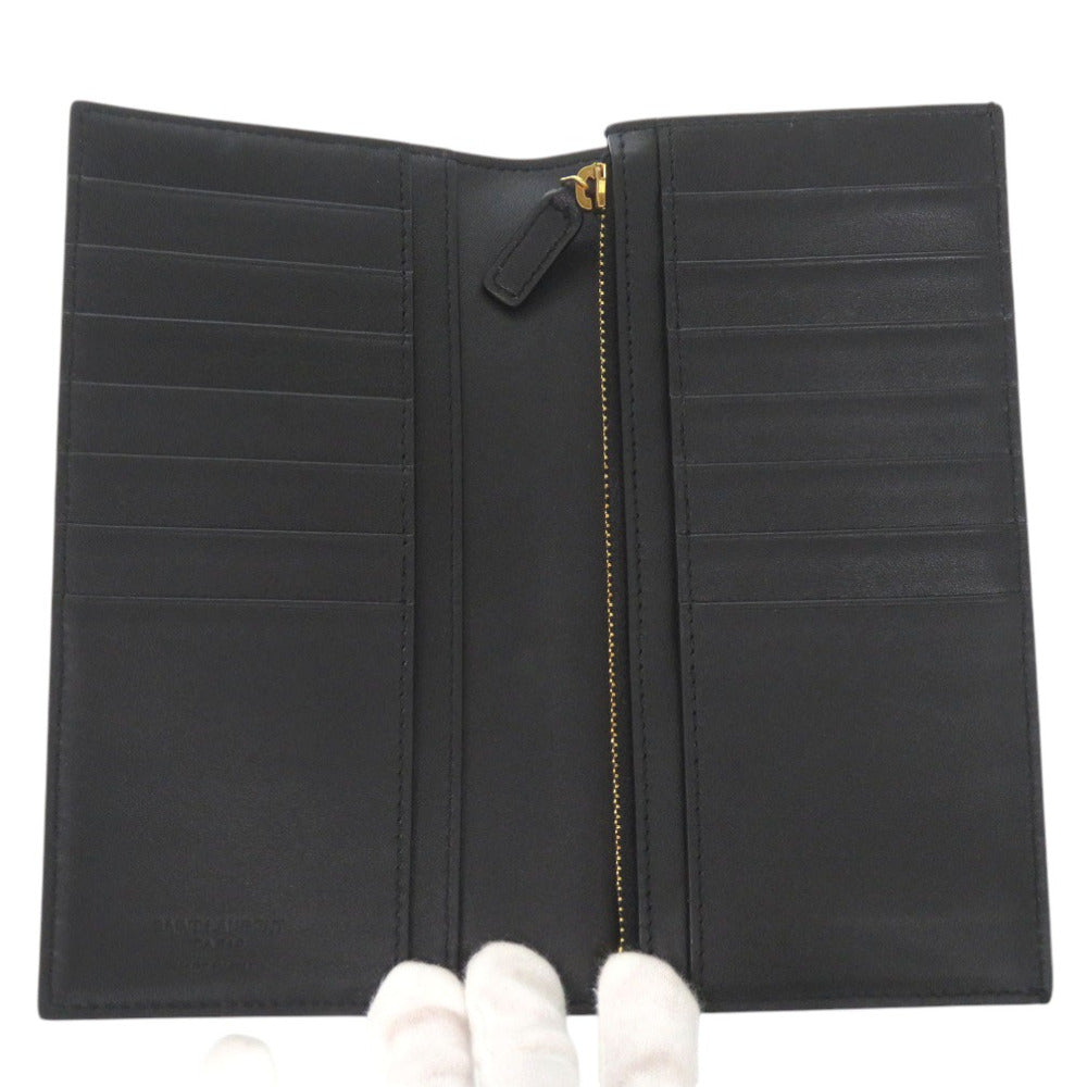 Saint Laurent Paris Long Wallet Purse 396308 H3Z2W 1000 Leather Black Continental Wallet With Logo