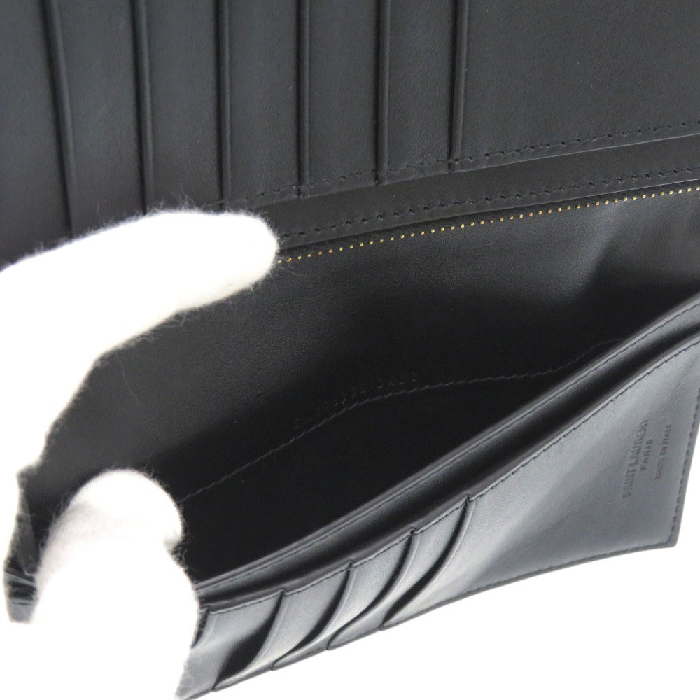 Saint Laurent Paris Long Wallet Purse 396308 H3Z2W 1000 Leather Black Continental Wallet With Logo