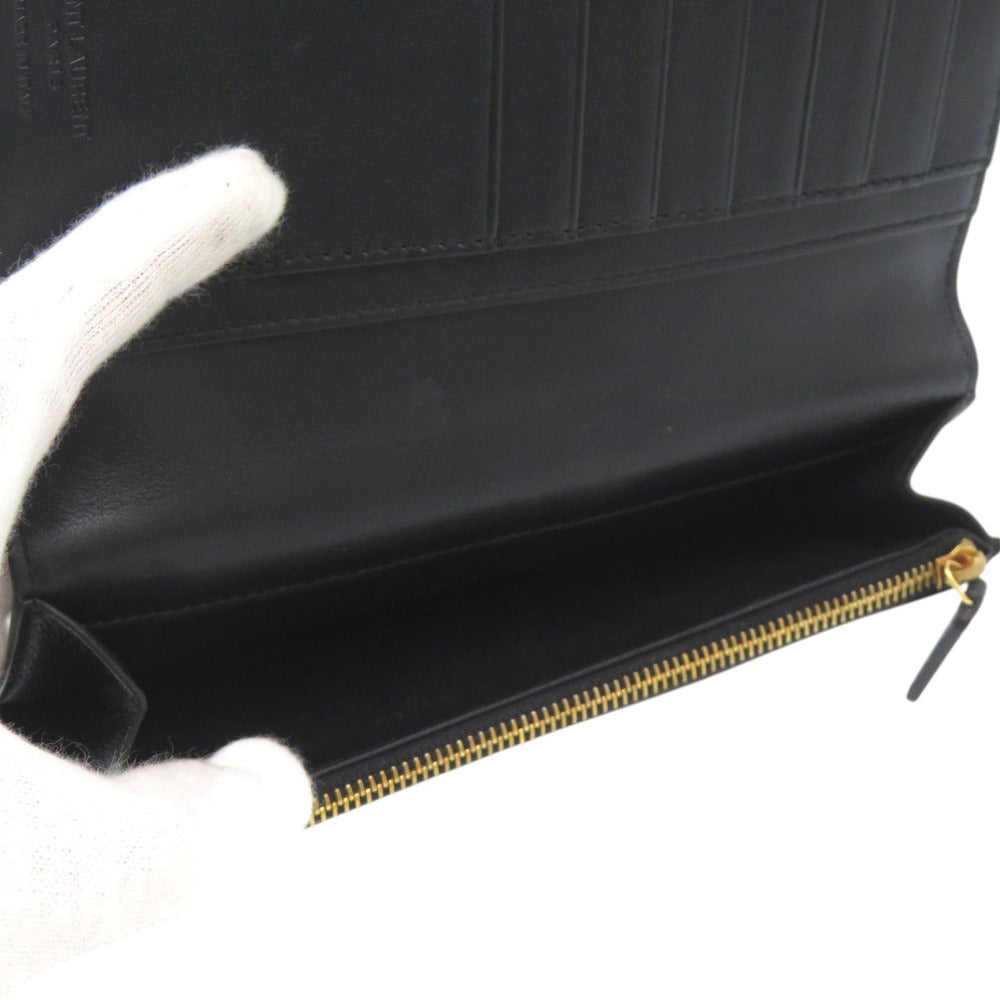 Saint Laurent Paris Long Wallet Purse 396308 H3Z2W 1000 Leather Black Continental Wallet With Logo