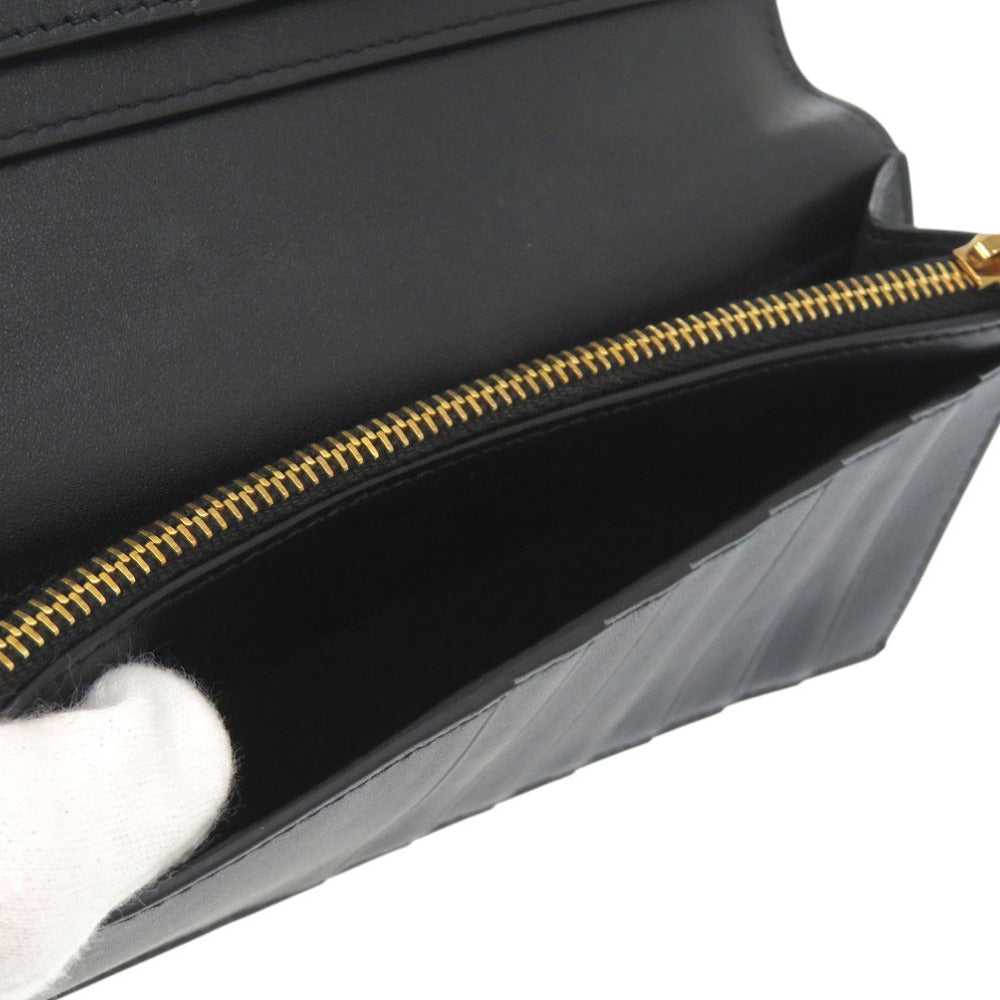 Saint Laurent Paris Long Wallet Purse 396308 H3Z2W 1000 Leather Black Continental Wallet With Logo