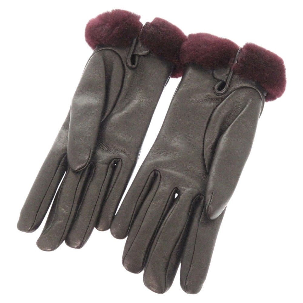 Hermes Gloves Lambskin, Cashmere Black Kelly Gloves Women 7
