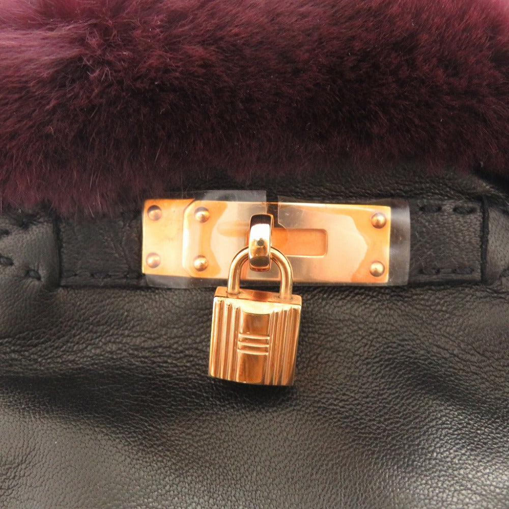 Hermes Gloves Lambskin, Cashmere Black Kelly Gloves Women 7