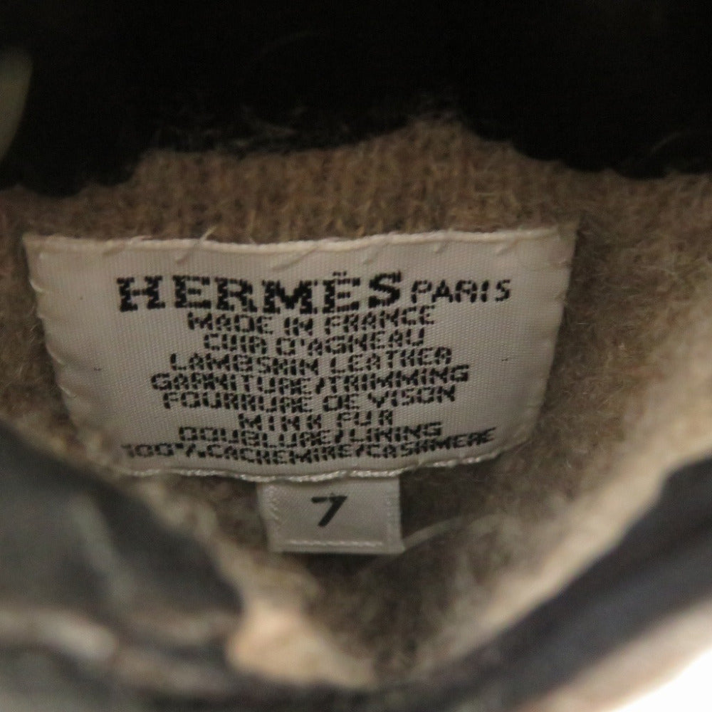 Hermes Gloves Lambskin, Cashmere Black Kelly Gloves Women 7