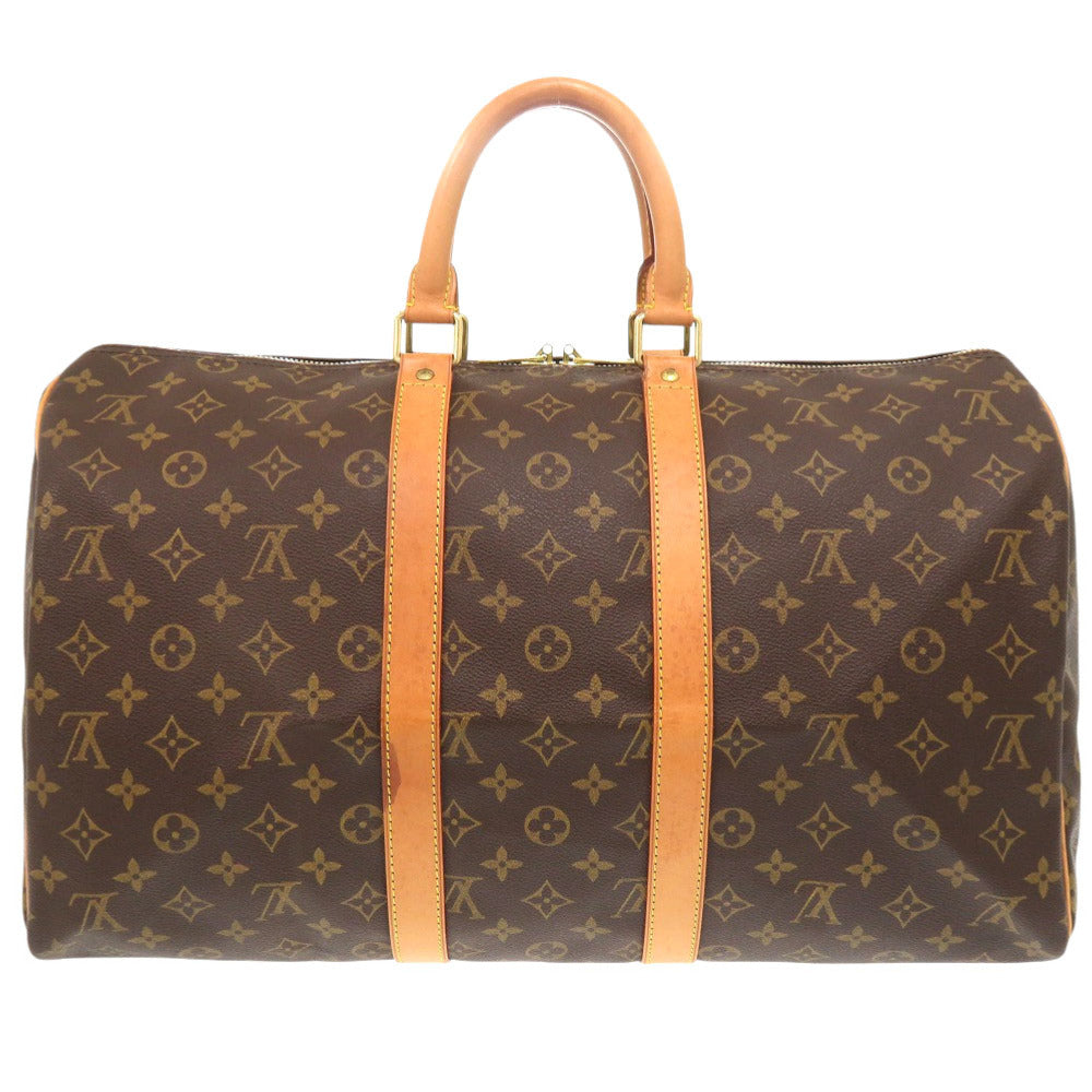 Louis Vuitton Boston Duffel Bag M41428 Monogram Canvas Brown Monogram Keepall 45 Mens