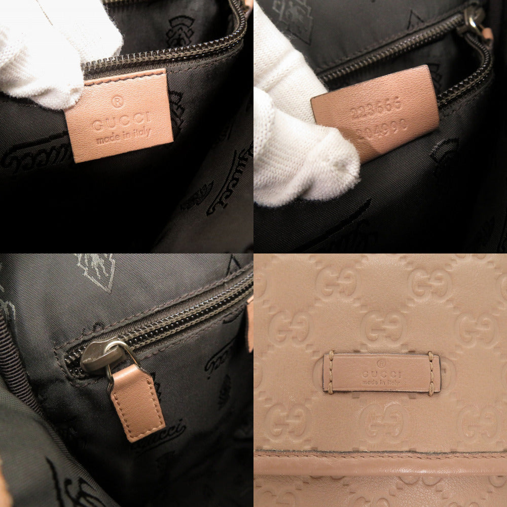 Gucci Shoulder Bag 223666 Leather Pink Beige Guccisima