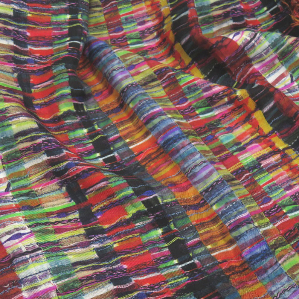 Chanel Stall Silk Multicolor Coco Mark Large Stole Tweed Transfer Women