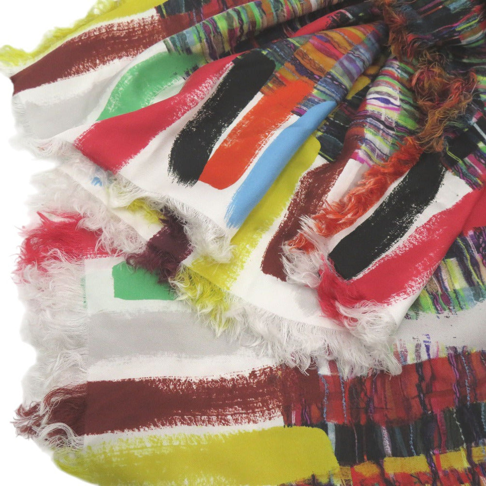 Chanel Stall Silk Multicolor Coco Mark Large Stole Tweed Transfer Women