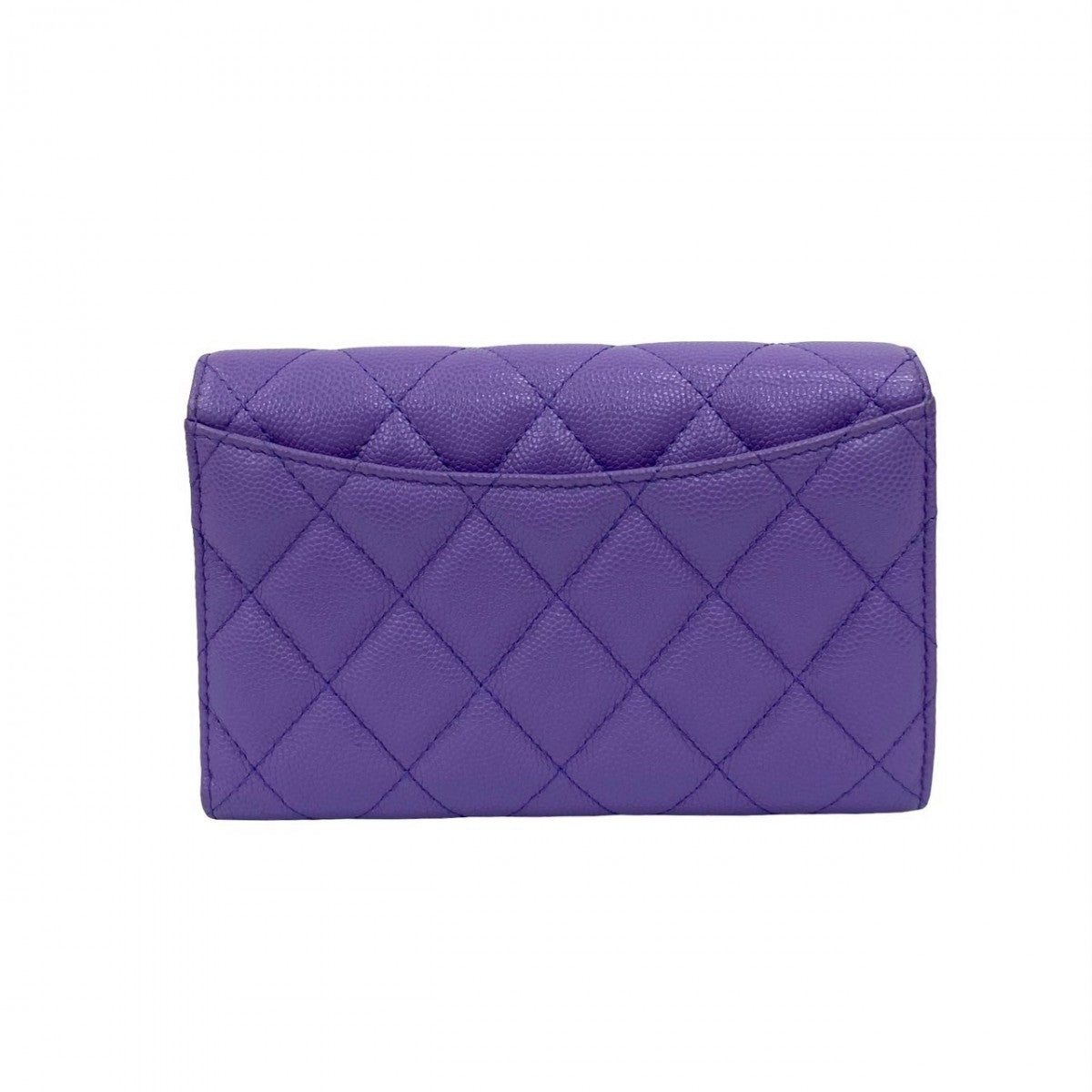 Chanel Tri-Fold Wallet Matt Caviar Skin Purple Matrasse