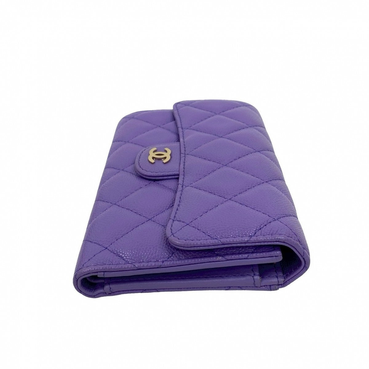 Chanel Tri-Fold Wallet Matt Caviar Skin Purple Matrasse