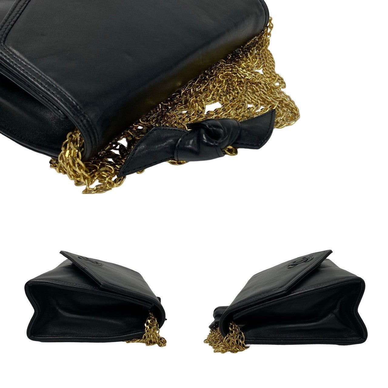 Chanel Shoulder Bag Lambskin Black Coco Mark Women