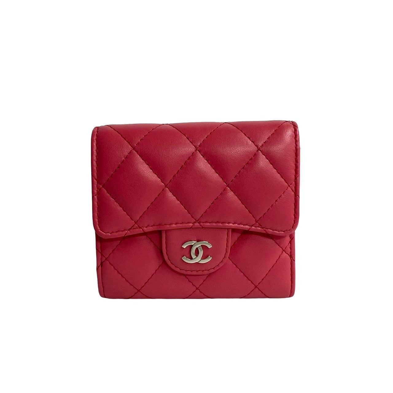 Chanel Bifold Wallet Lambskin Pink Coco Mark Matrasse Women