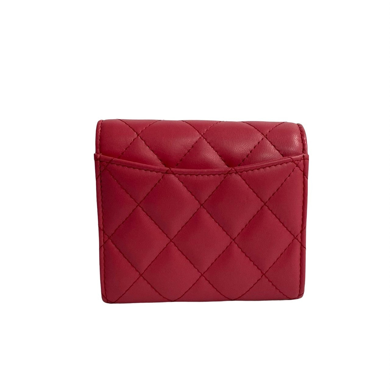 Chanel Bifold Wallet Lambskin Pink Coco Mark Matrasse Women