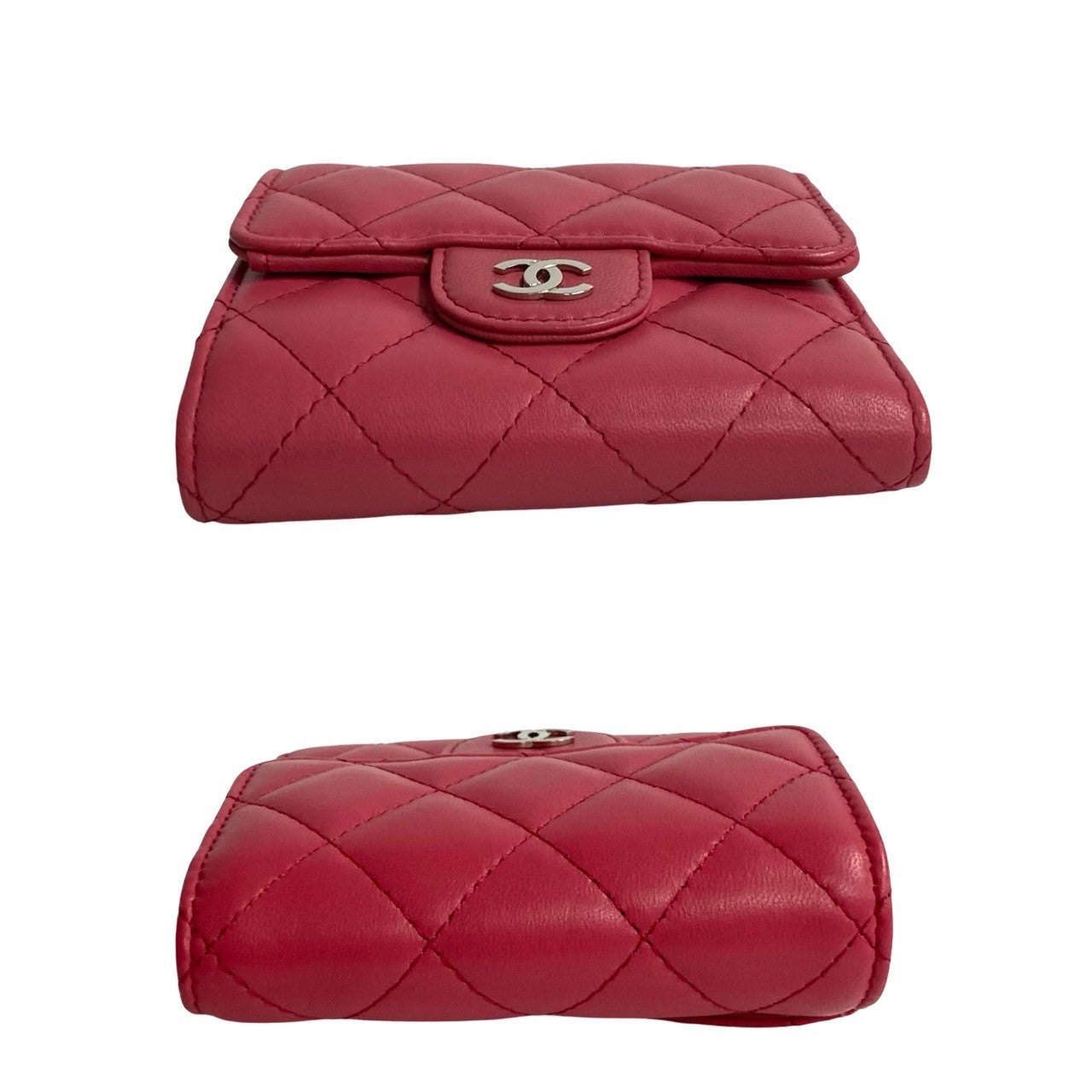 Chanel Bifold Wallet Lambskin Pink Coco Mark Matrasse Women