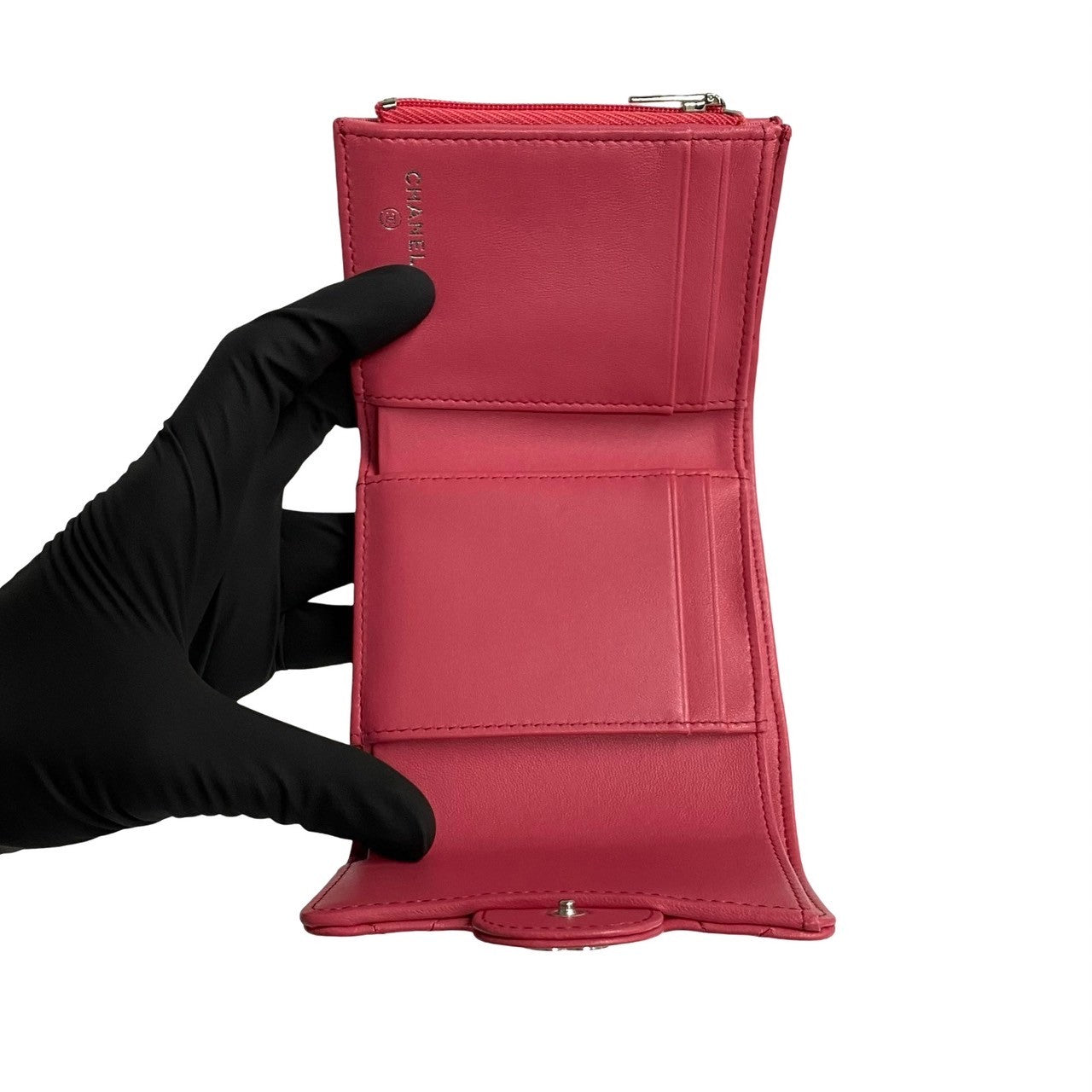 Chanel Bifold Wallet Lambskin Pink Coco Mark Matrasse Women