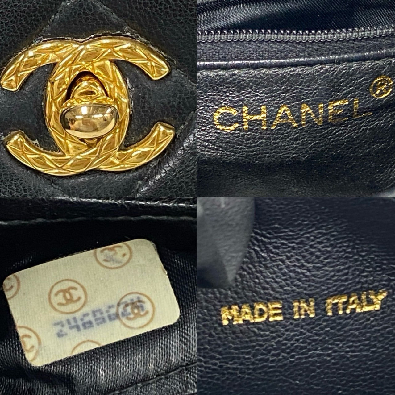 Chanel Handbag Lambskin Black Coco Mark Matrasse Women