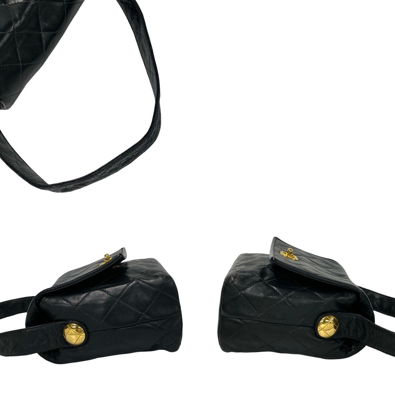 Chanel Handbag Lambskin Black Coco Mark Matrasse Women