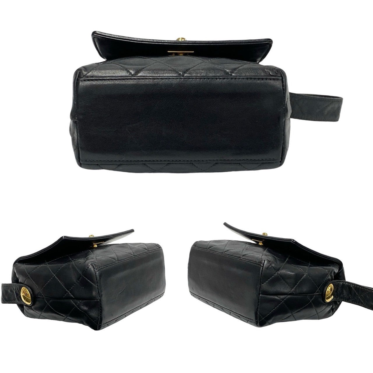 Chanel Handbag Lambskin Black Coco Mark Matrasse Women