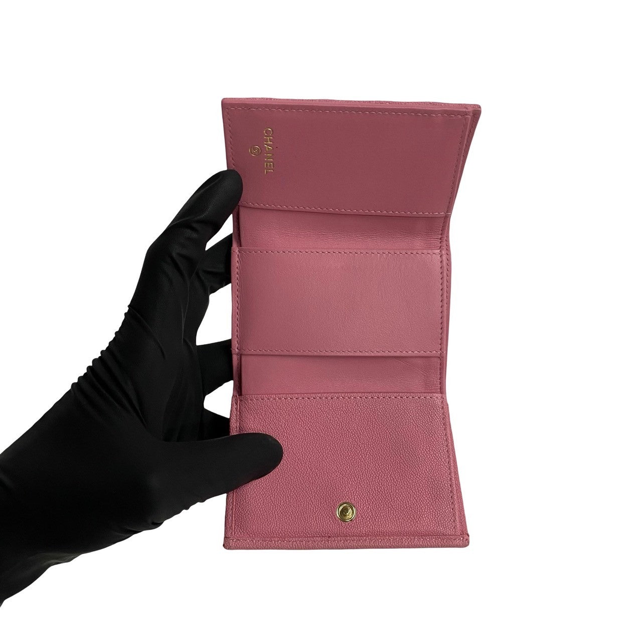 Chanel Tri-Fold Wallet Matt Caviar Skin Pink Caviar Skin Boy Chanel Women