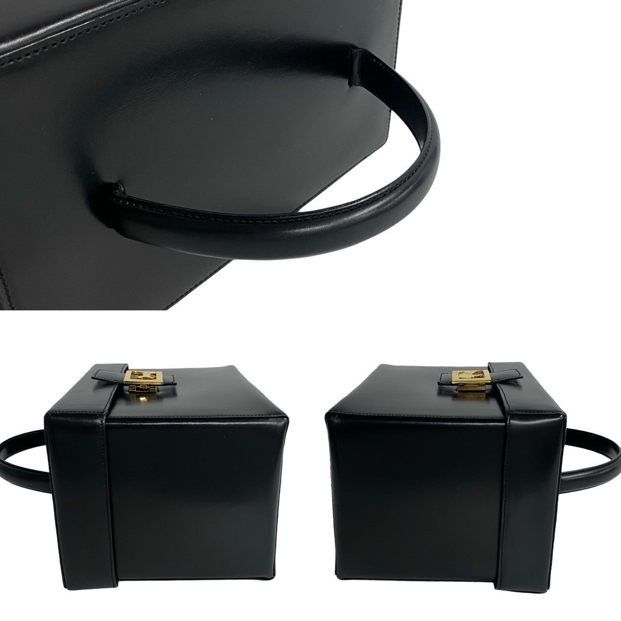 Celine Handbag Leather Black Carriage Metal Women