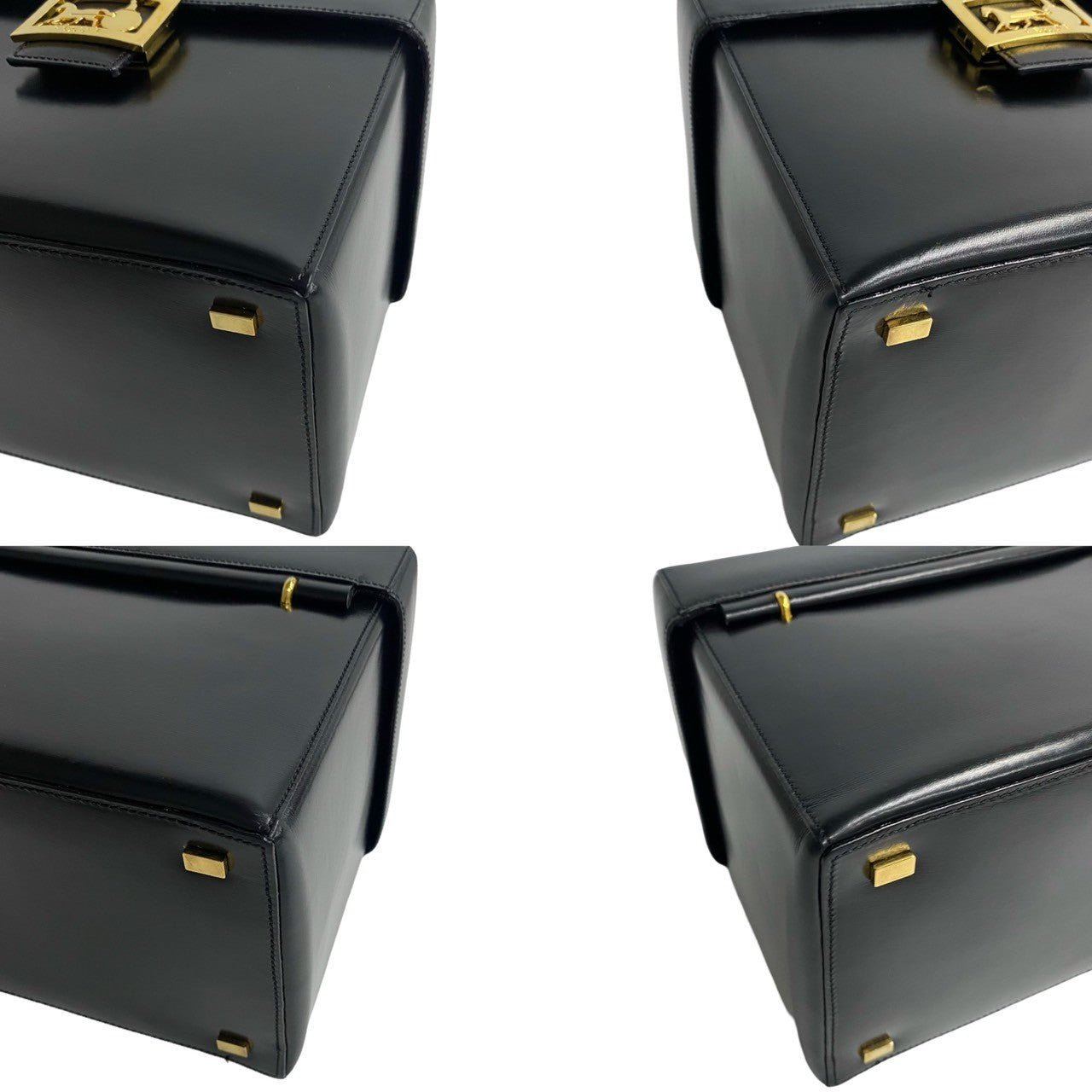 Celine Handbag Leather Black Carriage Metal Women