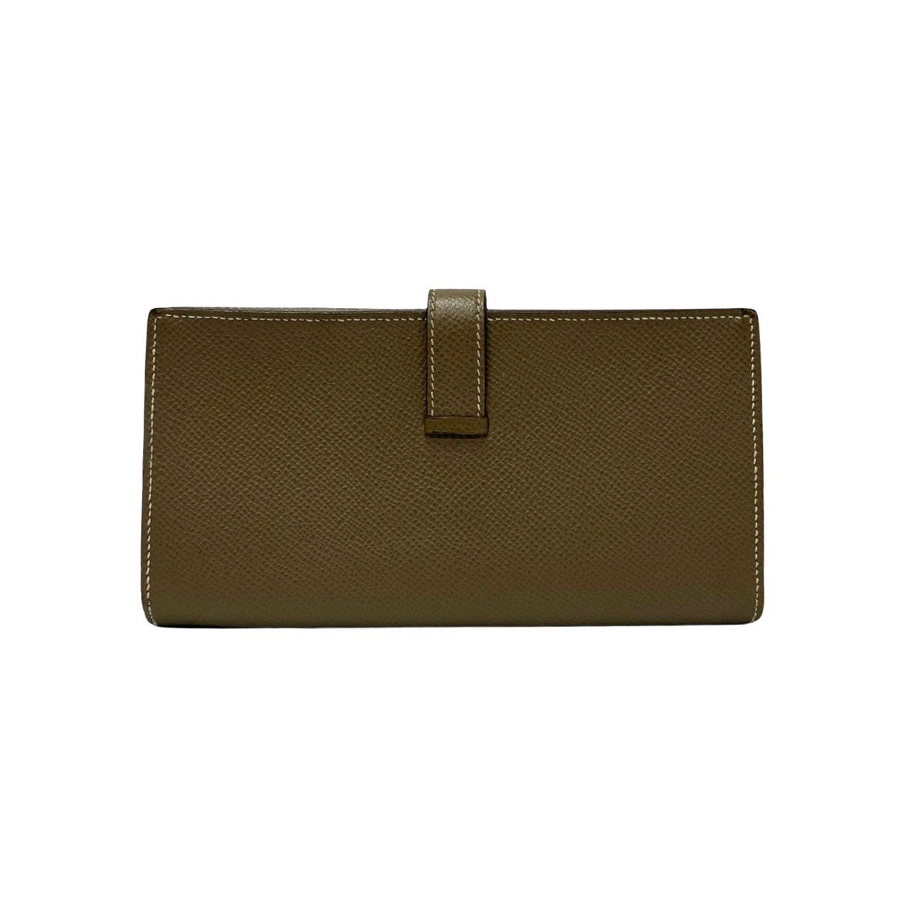 Hermes Long Wallet Purse Epsom Gray Logo Metal Beance Fleet Women(Unisex)