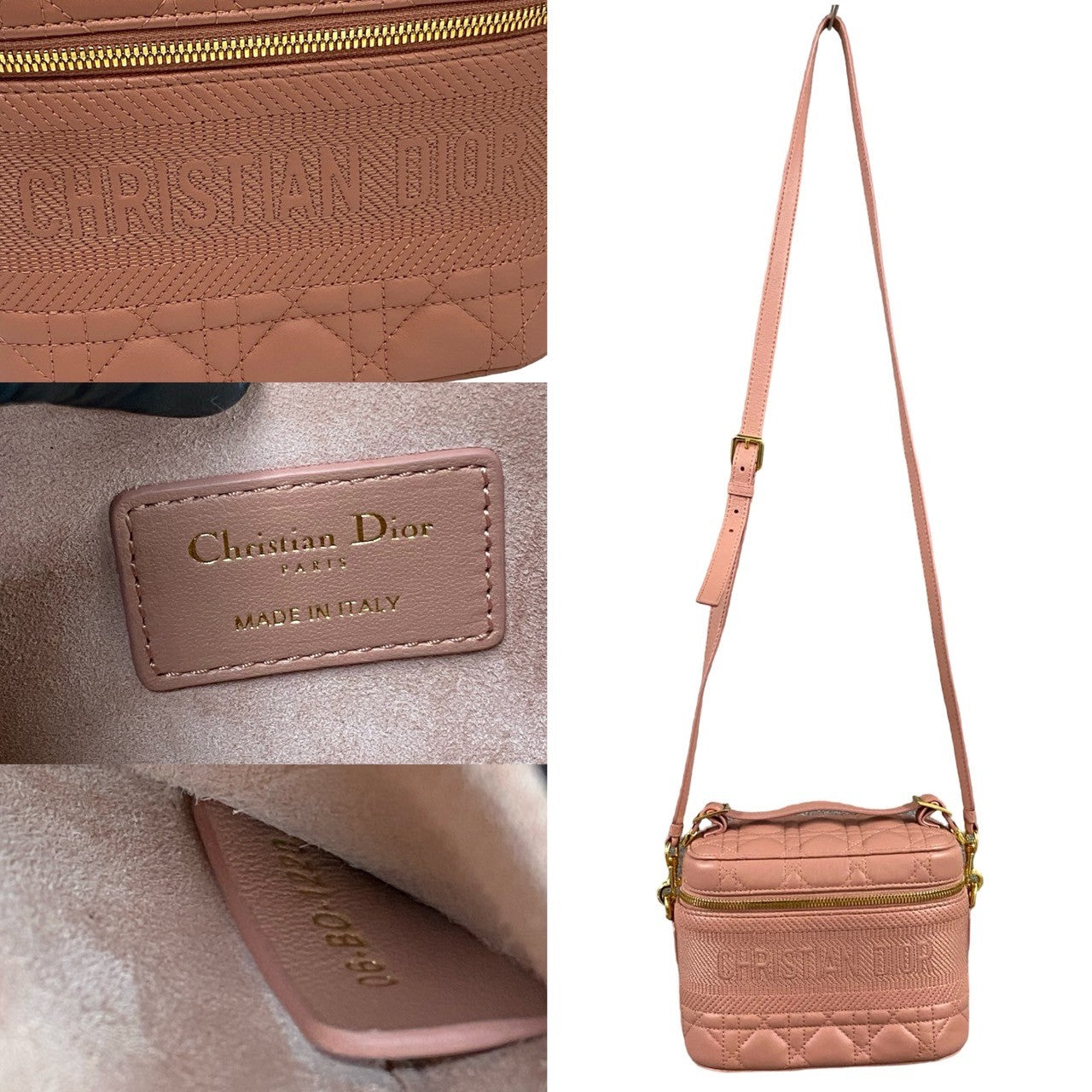 Dior Shoulder Bag Leather Pink Canage Dior Travel Small Vanity Women