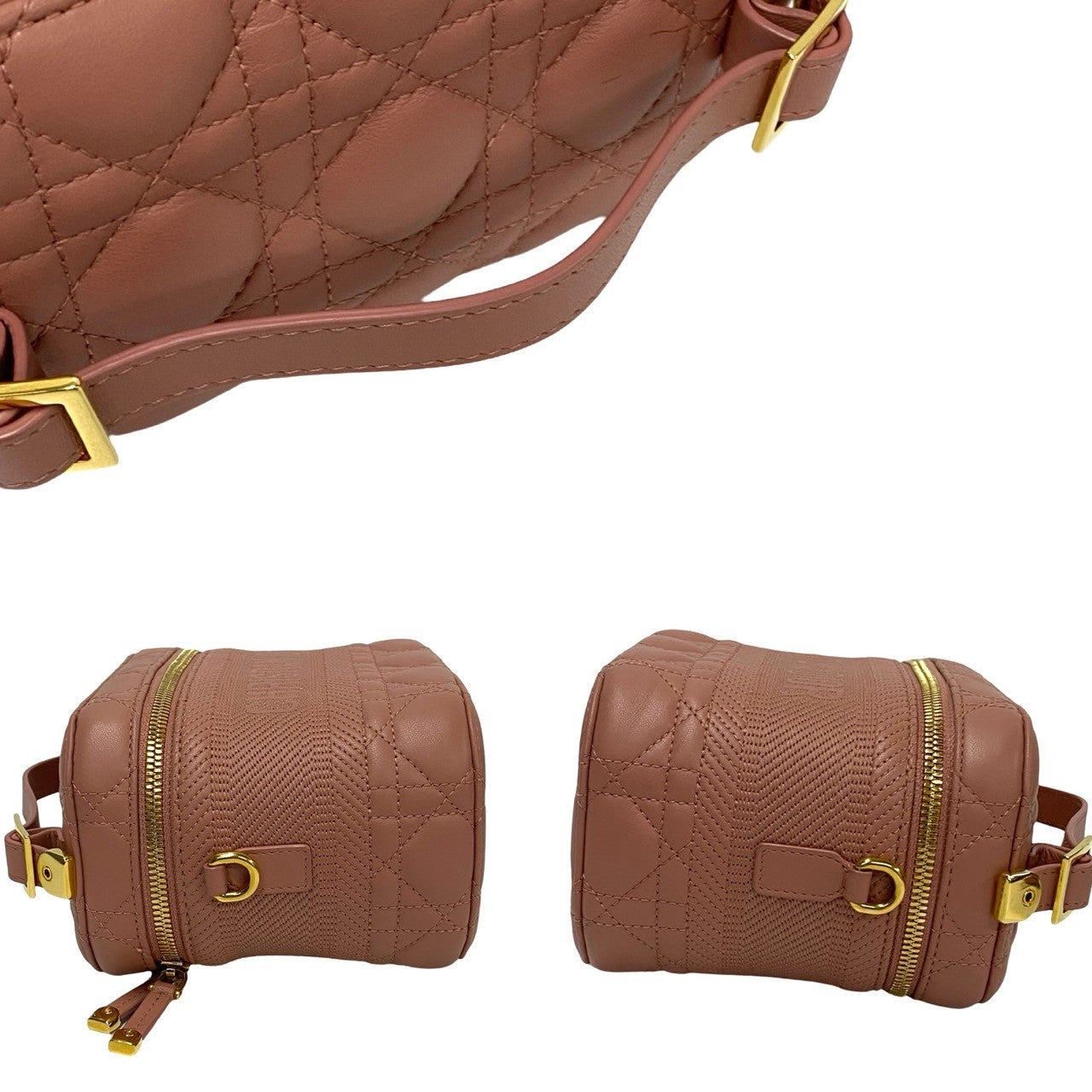 Dior Shoulder Bag Leather Pink Canage Dior Travel Small Vanity Women