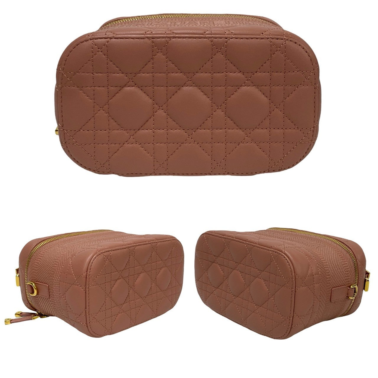 Dior Shoulder Bag Leather Pink Canage Dior Travel Small Vanity Women