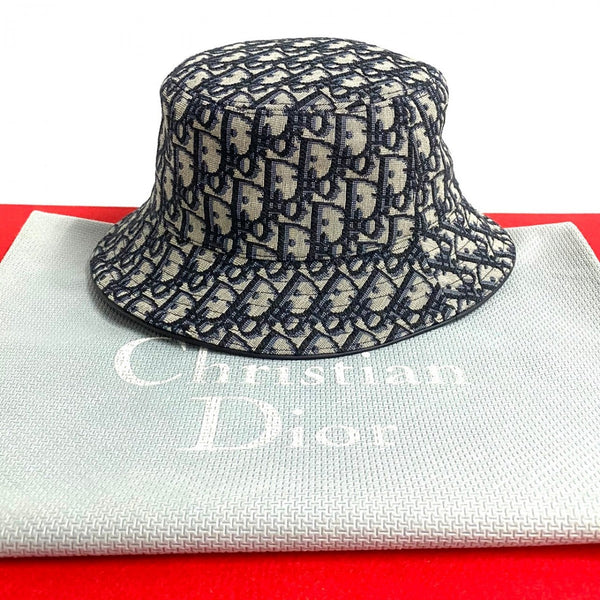 Dior Hat Cotton, Polyester, Acrylic, Viscose Navy Trotter Pattern Mens M